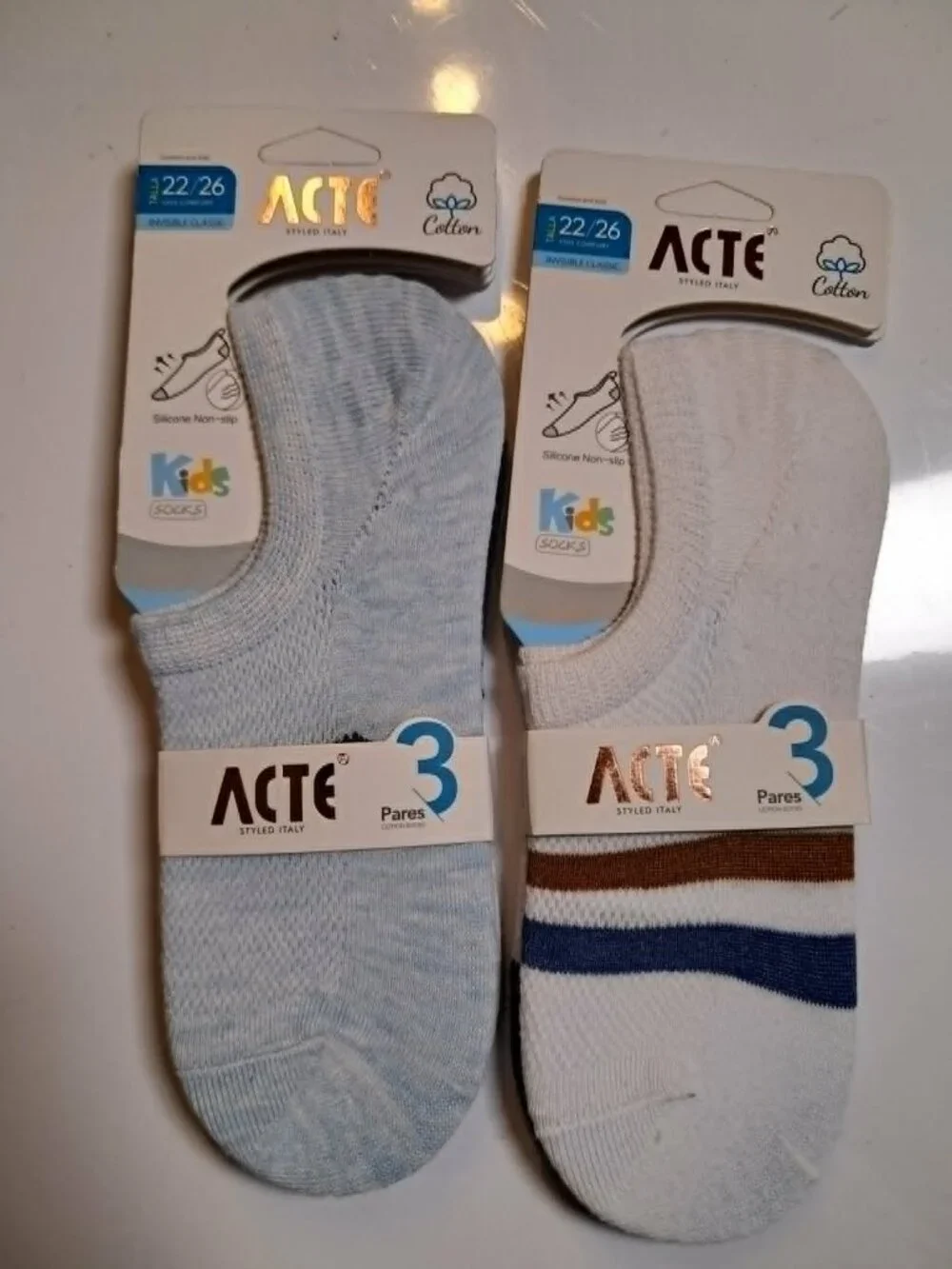 Acté Kids 5 Pair Cotton No Show Socks Size 6-8
